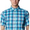 Columbia Men’s Super Slack Tide Camp Shirt Short Sleeve(Pool Mid Gingham)