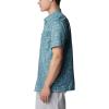 Columbia Men’s Super Slack Tide Camp Shirt Short Sleeve(Tranquil Teal Tailfins Print)