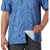 Columbia Men’s Super Slack Tide Camp Shirt Short Sleeve(Vivid Blue Gamefish Print)