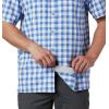 Columbia Men’s Super Slack Tide Camp Shirt Short Sleeve(Vivid Blue Palaka Plaid)