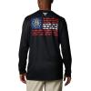 Columbia Men’s Terminal Tackle PFG Fish Flag Long Sleeve(Black/Ga Fish)