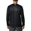 Columbia Men’s Terminal Tackle PFG Fish Flag Long Sleeve(Black/Graphite Can Fish)