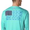 Columbia Men’s Terminal Tackle PFG Fish Flag Long Sleeve(Bright Aqua/Dark Pool)