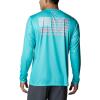 Columbia Men’s Terminal Tackle PFG Fish Flag Long Sleeve(Bright Aqua/Salmon)