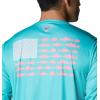 Columbia Men’s Terminal Tackle PFG Fish Flag Long Sleeve(Bright Aqua/Salmon)