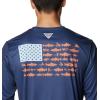 Columbia Men’s Terminal Tackle PFG Fish Flag Long Sleeve(Carbon/Spring Blue Trout Flies)
