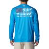 Columbia Men’s Terminal Tackle PFG Fish Flag Long Sleeve(Compass Blue/White Offshore Fish)