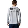 Columbia Men’s Terminal Tackle PFG Fish Flag Long Sleeve(Cool Grey/Black Bass Lures)