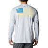 Columbia Men’s Terminal Tackle PFG Fish Flag Long Sleeve(Cool Grey/Deep Marine Trout Flies)