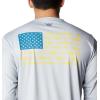 Columbia Men’s Terminal Tackle PFG Fish Flag Long Sleeve(Cool Grey/Deep Marine Trout Flies)
