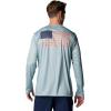 Columbia Men’s Terminal Tackle PFG Fish Flag Long Sleeve(Crushed Blue/Faded Peach Trout + Flies)