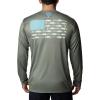 Columbia Men’s Terminal Tackle PFG Fish Flag Long Sleeve(Cypress/Opal Blue Bass Lures)