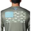 Columbia Men’s Terminal Tackle PFG Fish Flag Long Sleeve(Cypress/Opal Blue Bass Lures)