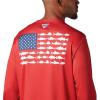 Columbia Men’s Terminal Tackle PFG Fish Flag Long Sleeve(Red Spark/White)