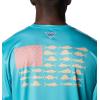 Columbia Men’s Terminal Tackle PFG Fish Flag Long Sleeve(Turquoise/Coral Glow Offshore Fish)