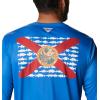 Columbia Men’s Terminal Tackle PFG Fish Flag Long Sleeve(Vivid Blue/Fl Fish)