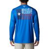Columbia Men’s Terminal Tackle PFG Fish Flag Long Sleeve(Vivid Blue/Tx Flag)