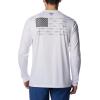 Columbia Men’s Terminal Tackle PFG Fish Flag Long Sleeve(White/City Grey Bass Lures)