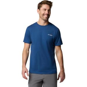 Columbia Men’s PFG Fish Flag II Short Sleeve(Carbon/Vivid Blue Bass + Lures)