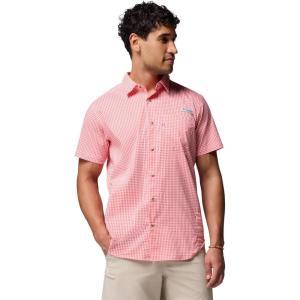 Columbia Men’s PFG Harbor Peak Short Sleeve Shirt(Melonade Micro Gingham)