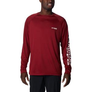 Columbia Men’s PFG Terminal Tackle Long Sleeve Shirt(Beet/White Logo)