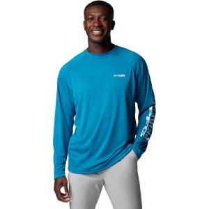 Columbia Men’s PFG Terminal Tackle Long Sleeve Shirt(Blue Echo/White Logo)