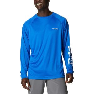 Columbia Men’s PFG Terminal Tackle Long Sleeve Shirt(Blue Macaw/White Logo)