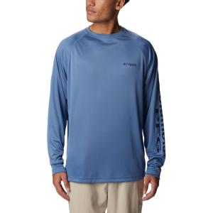 Columbia Men’s PFG Terminal Tackle Long Sleeve Shirt(Bluestone/Collegiate Navy Logo)