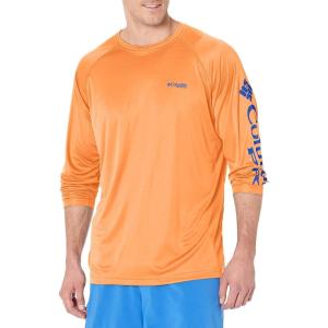Columbia Men’s PFG Terminal Tackle Long Sleeve Shirt(Bright Nectar/Vivid Blue Logo)