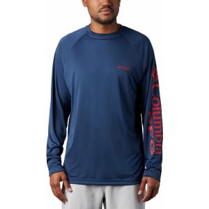 Columbia Men’s PFG Terminal Tackle Long Sleeve Shirt(Carbon/Red Spark Logo)