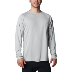 Columbia Men’s PFG Terminal Tackle Long Sleeve Shirt(Cool Grey/Spring Blue Logo)
