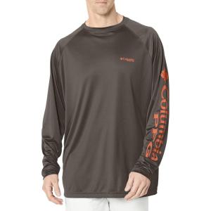 Columbia Men’s PFG Terminal Tackle Long Sleeve Shirt(Cypress/Bright Peach Logo)