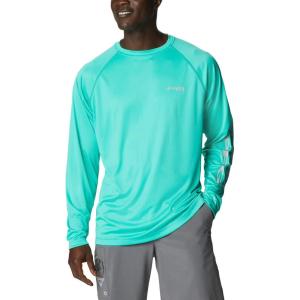 Columbia Men’s PFG Terminal Tackle Long Sleeve Shirt(Electric Turquoise/Cool Grey Logo)