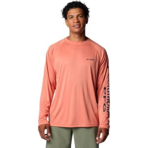 Columbia Men’s PFG Terminal Tackle Long Sleeve Shirt(Faded Peach/Collegiate Navy Logo)