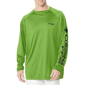 Columbia Men’s PFG Terminal Tackle Long Sleeve Shirt(Green Mamba/Black Logo)