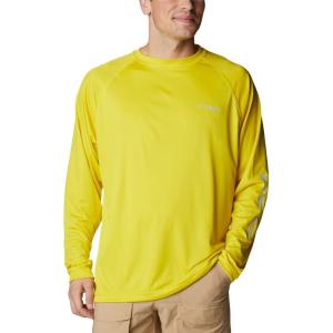 Columbia Men’s PFG Terminal Tackle Long Sleeve Shirt(Laser Lemon/Cool Grey Logo)