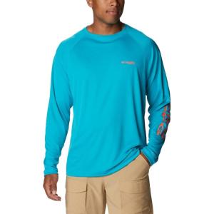 Columbia Men’s PFG Terminal Tackle Long Sleeve Shirt(Ocean Teal/Corange Logo)