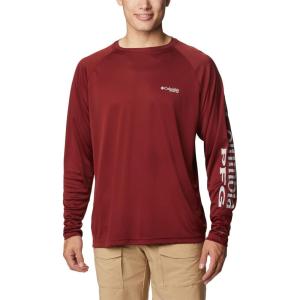 Columbia Men’s PFG Terminal Tackle Long Sleeve Shirt(Red Jasper/Cool Grey Logo)