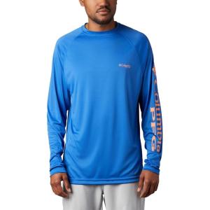 Columbia Men’s PFG Terminal Tackle Long Sleeve Shirt(Vivid Blue/Bright Nectar Logo)