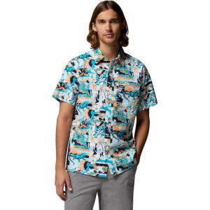 Columbia Mens PFG Trollers Best II Short Sleeve Shirt(Bright Nectar Saltwaters)