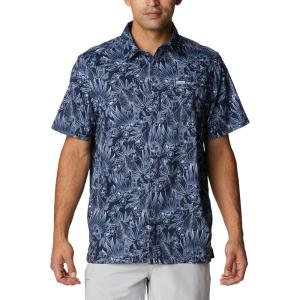 Columbia Men’s Super Slack Tide Camp Shirt Short Sleeve(Collegiate Navy Tropic Pen Print)