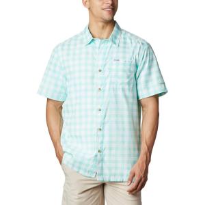 Columbia Men’s Super Slack Tide Camp Shirt Short Sleeve(Gulf Stream Palaka Plaid)