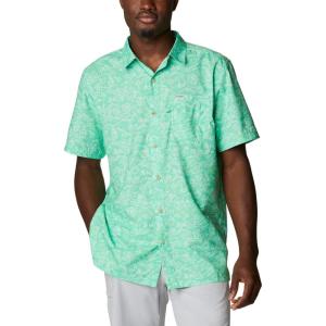 Columbia Men’s Super Slack Tide Camp Shirt Short Sleeve(Light Jade Merry Mahi Print)