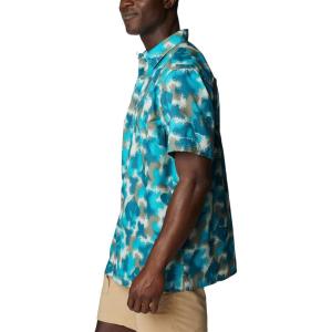 Columbia Men’s Super Slack Tide Camp Shirt Short Sleeve(Ocean Teal Bass Camo)