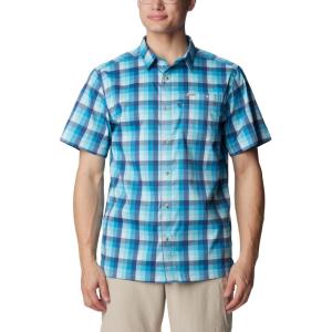 Columbia Men’s Super Slack Tide Camp Shirt Short Sleeve(Pool Mid Gingham)