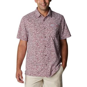 Columbia Men’s Super Slack Tide Camp Shirt Short Sleeve(Red Jasper Deepsea Medley)