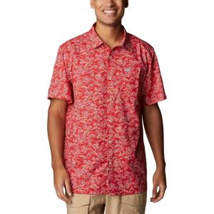 Columbia Men’s Super Slack Tide Camp Shirt Short Sleeve(Red Spark Merry Mahi Print)