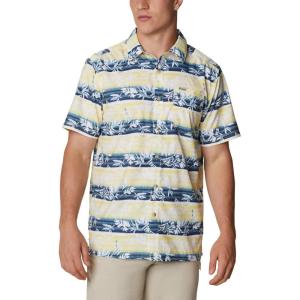 Columbia Men’s Super Slack Tide Camp Shirt Short Sleeve(Sun Glow Ombre Fish Stripe)