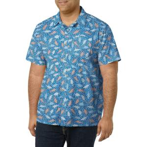 Columbia Men’s Super Slack Tide Camp Shirt Short Sleeve(Vivid Blue Tribal Fish Print)