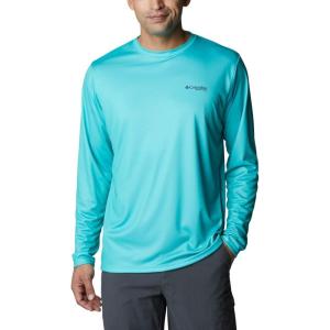 Columbia Men’s Terminal Tackle PFG Fish Flag Long Sleeve(Bright Aqua/Salmon)